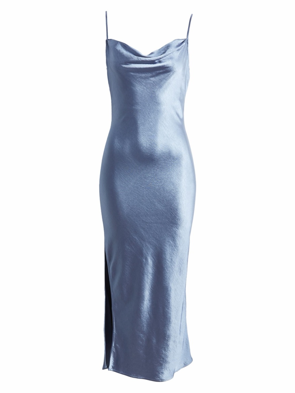 OPEN EDIT (Nordstrom) Cowl Neck Spaghetti Strap Satin Slip Dress - Blue Infinity